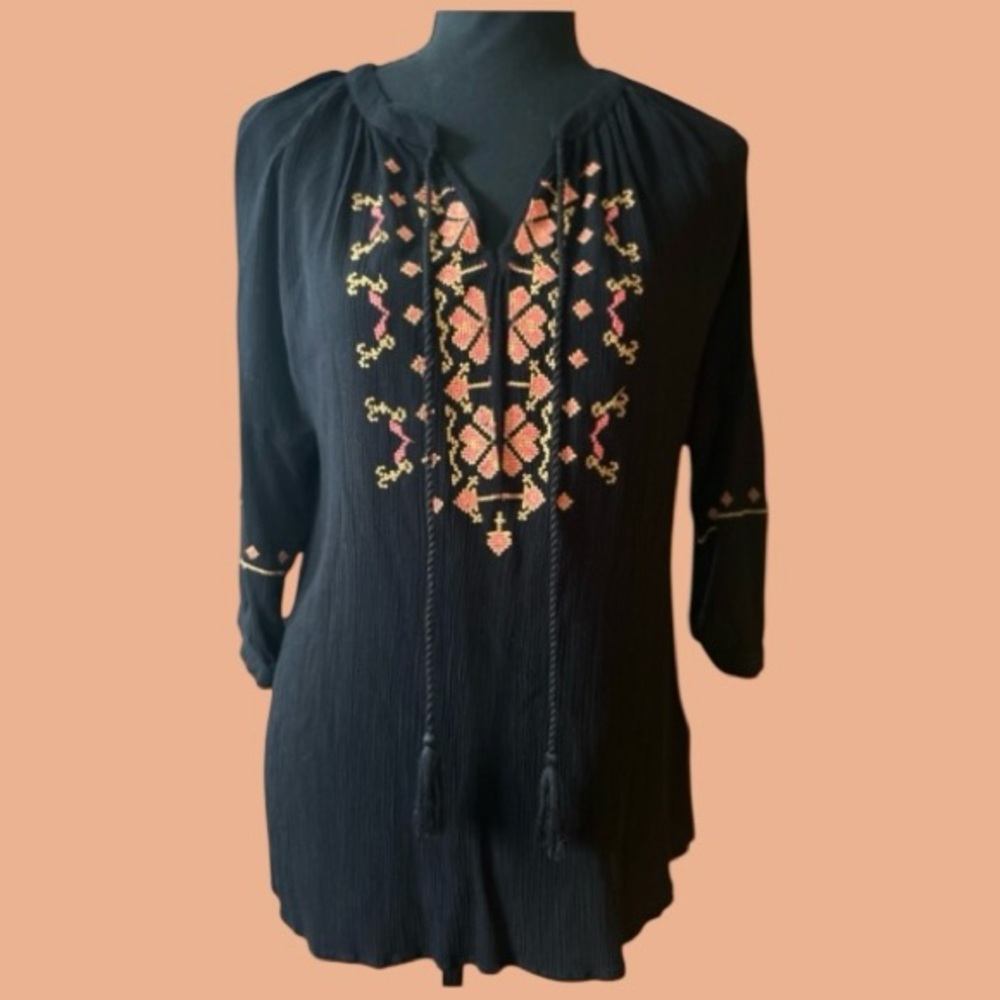 🔥BOHO TOP!! DENIM JEANS & CASUALS PULL ON! LIGHTWEIGHT! FESTIVAL! MADE IN INDIA!